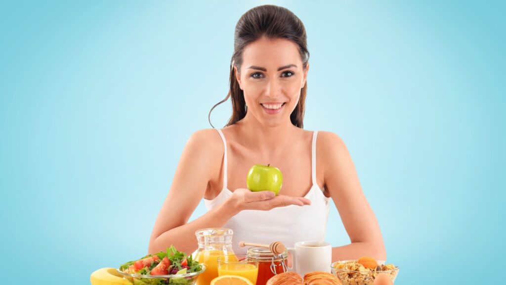 Pregnant women eating fruits